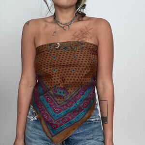 Brown folk scarf deep brown